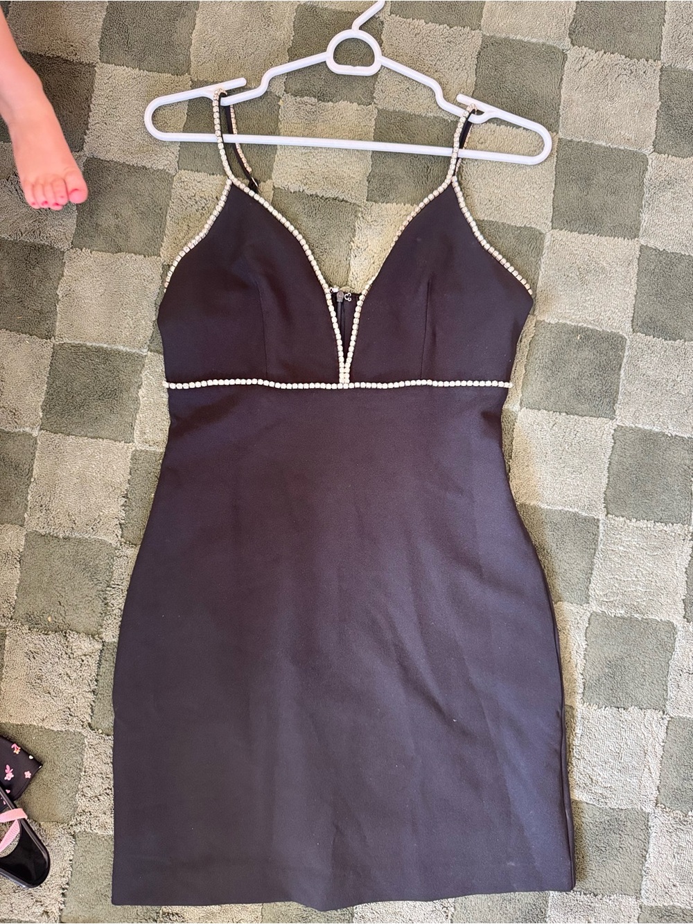 Black diamond-Trim Bodycon Dress